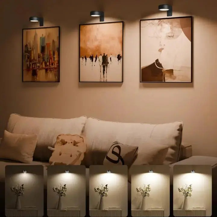 Magnetic LED Picture Light Aluminium Alloy | Tool-Free Installation, 12H Runtime | Stepless Dimming 300 Lumens