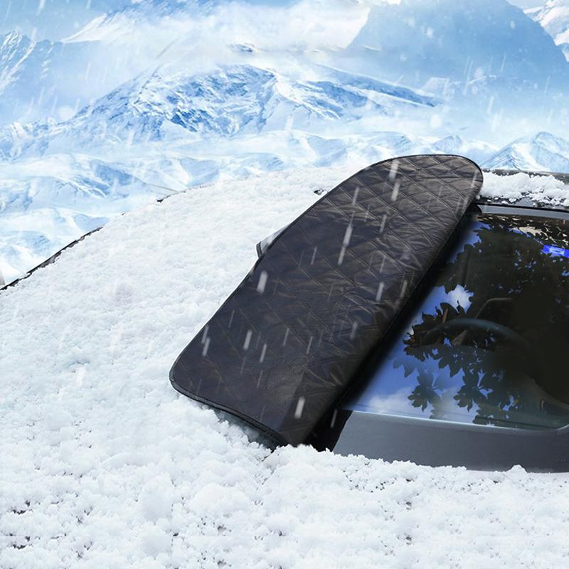 Magnetic Windscreen Cover Aluminium Film & Cotton | 5-Magnet Elastic Fit with Mirror Covers | Snow, Frost & Sun Protection
