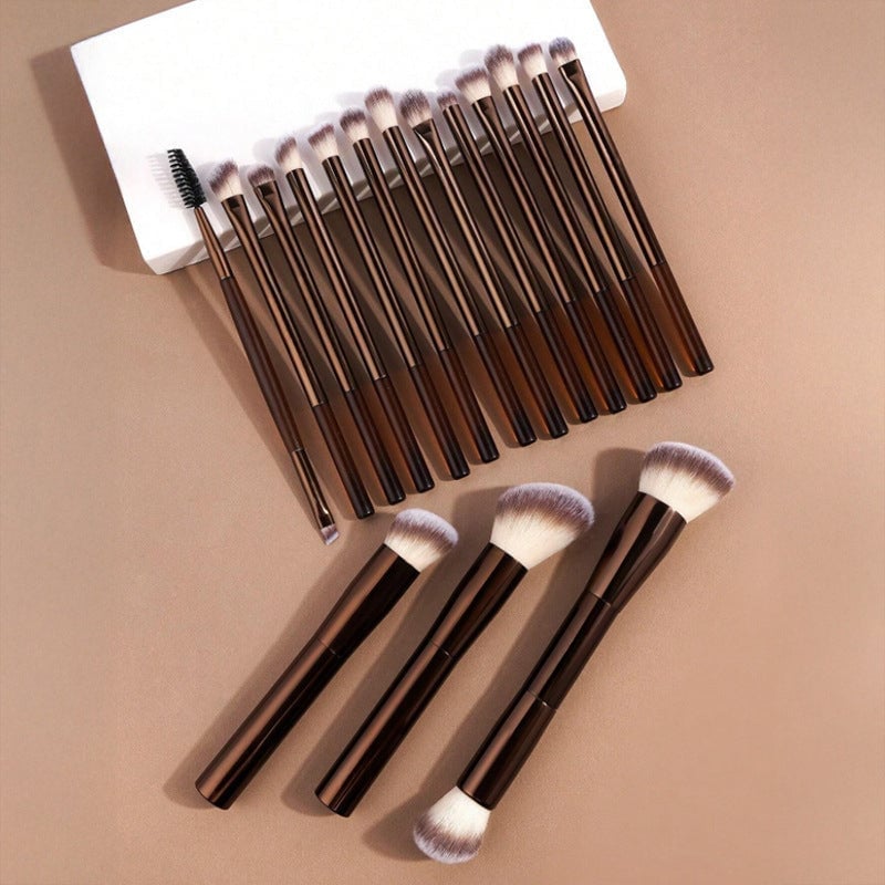 Makeup Brush Set Double-Ended Soft Bristle with Foldable Travel Bag