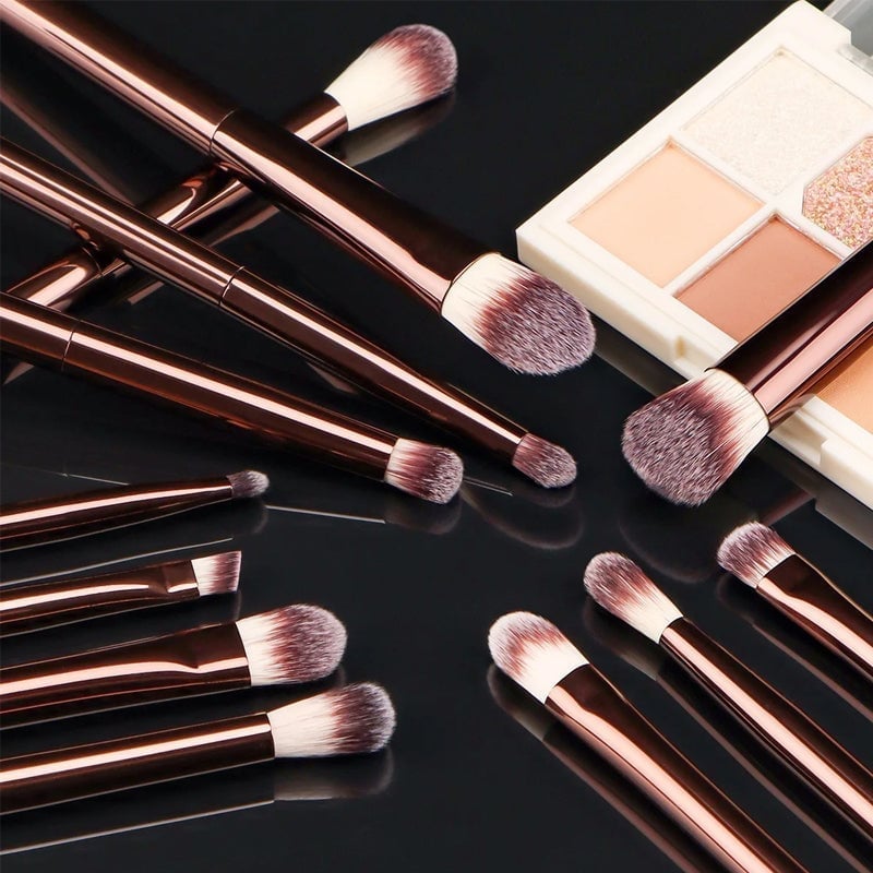 Makeup Brush Set Double-Ended Soft Bristle with Foldable Travel Bag