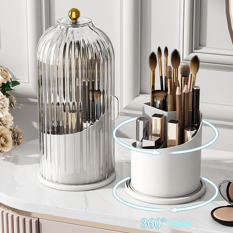 Makeup Organizer | Rotating Brush Holder With Dome Lid