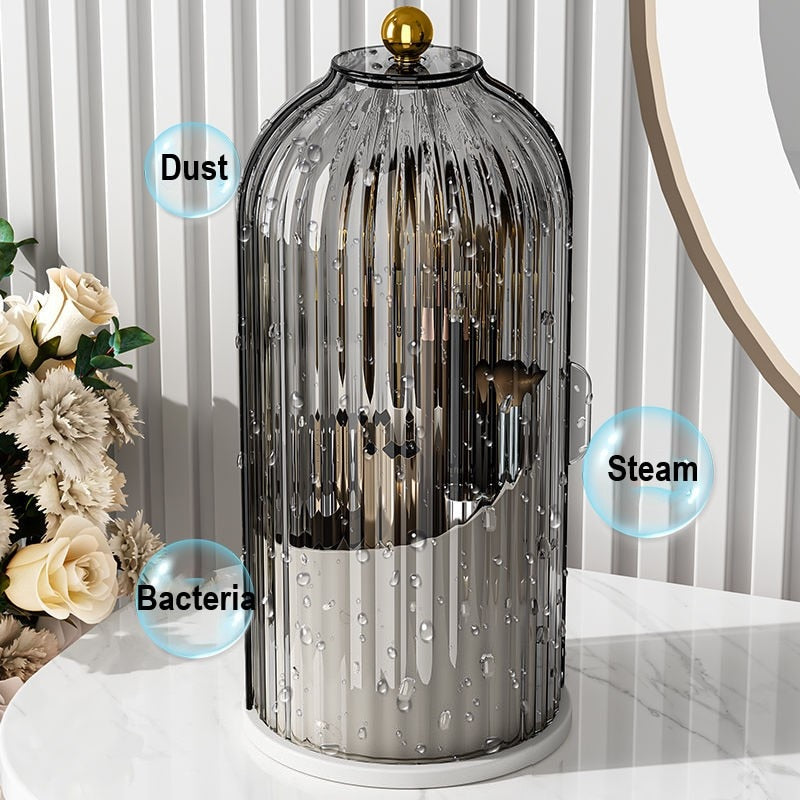 Makeup Organizer | Rotating Brush Holder With Dome Lid