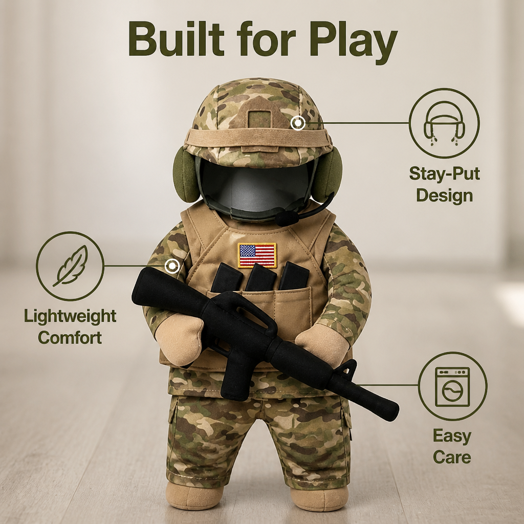 Marching Soldier Pet Costume | Moving Front-Arm Design | Snug, Comfortable Fit for Dogs and Cats, Easy to Wear