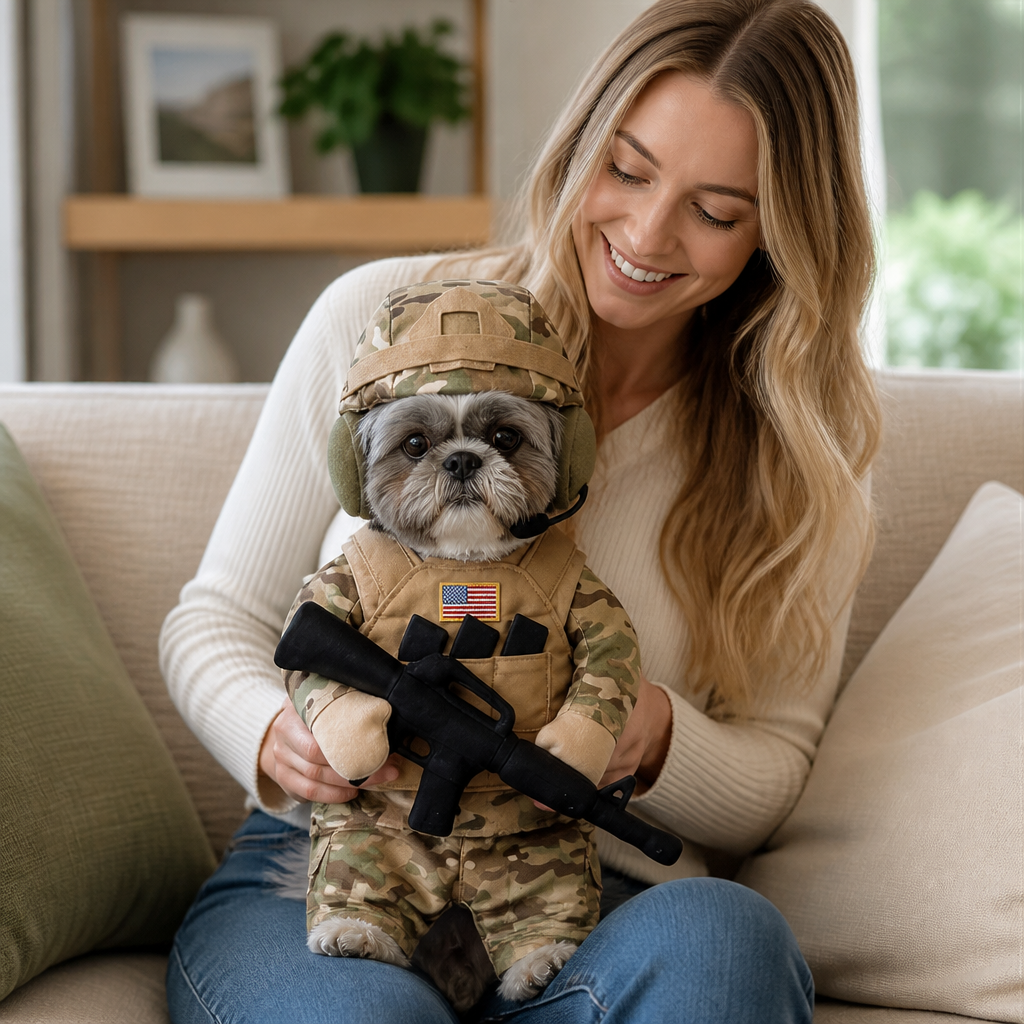 Marching Soldier Pet Costume | Moving Front-Arm Design | Snug, Comfortable Fit for Dogs and Cats, Easy to Wear