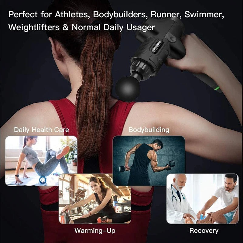 Massage Gun | 30-Speed Percussion up to 3200 RPM | Quiet Motor, 6 Heads, USB-C Rechargeable Battery for Recovery