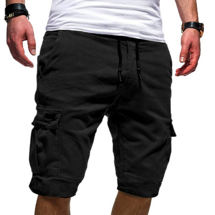 Men's Cargo Shorts - Relaxed Fit - Multi-Pocket - Mid-Thigh Length - Drawstring