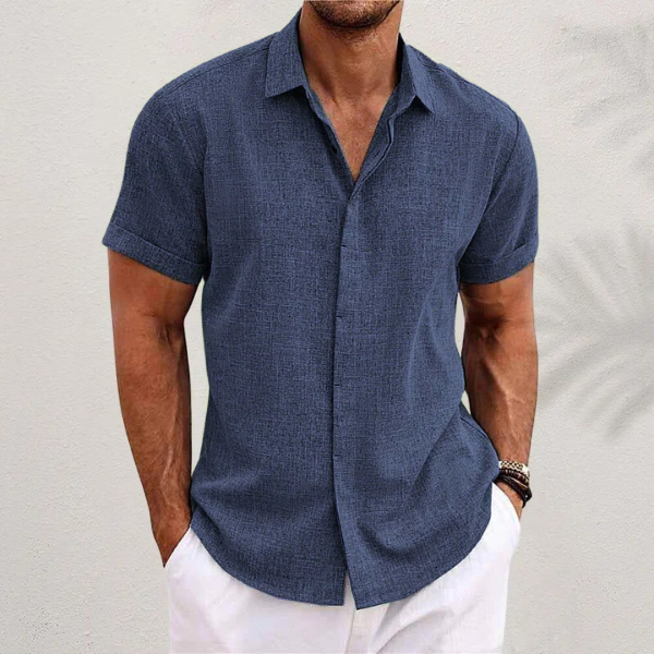 Men's Classic Short Sleeve Summer Shirt - Relaxed Fit - Button-Down - Casual Style