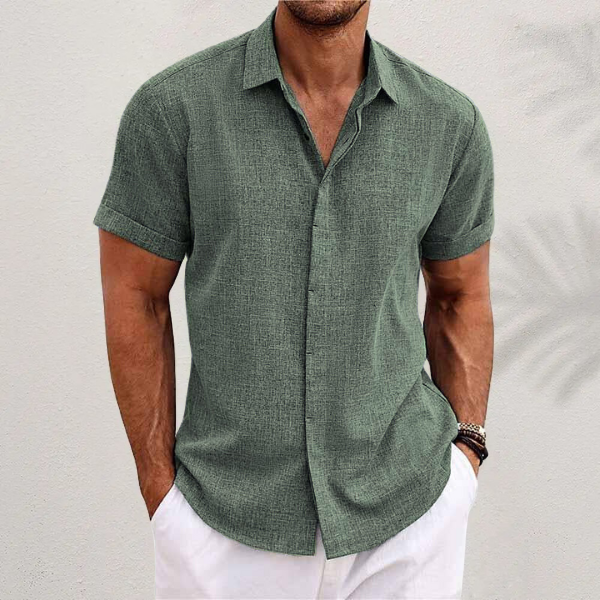 Men's Classic Short Sleeve Summer Shirt - Relaxed Fit - Button-Down - Casual Style