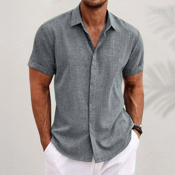 Men's Classic Short Sleeve Summer Shirt - Relaxed Fit - Button-Down - Casual Style