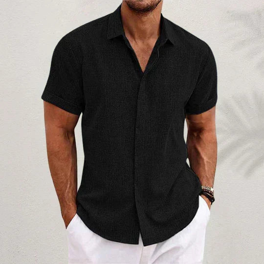Men's Classic Short Sleeve Summer Shirt - Relaxed Fit - Button-Down - Casual Style