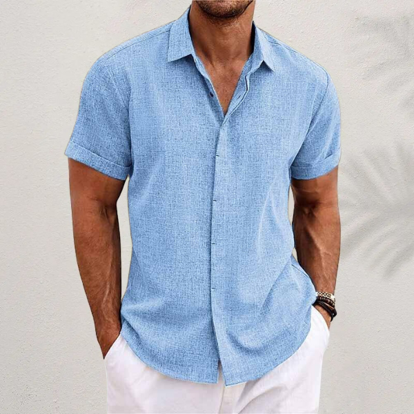 Men's Classic Short Sleeve Summer Shirt - Relaxed Fit - Button-Down - Casual Style