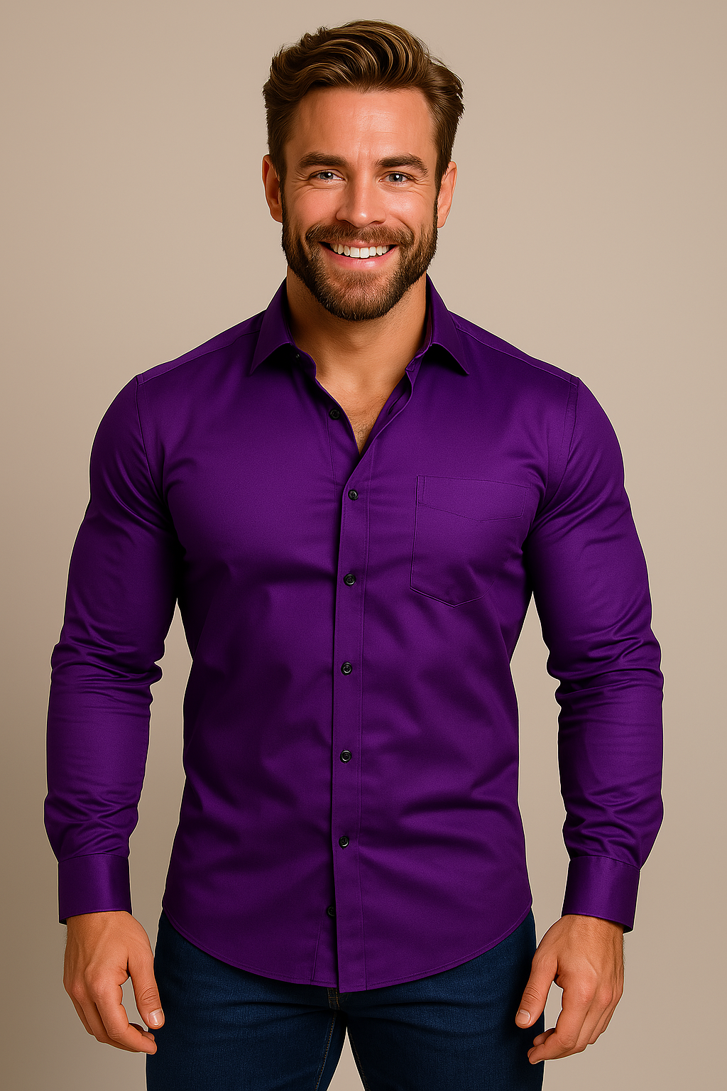 Men's Dress Shirts - Long-Sleeved Structured Fit - Wrinkle-Free - Button-Down