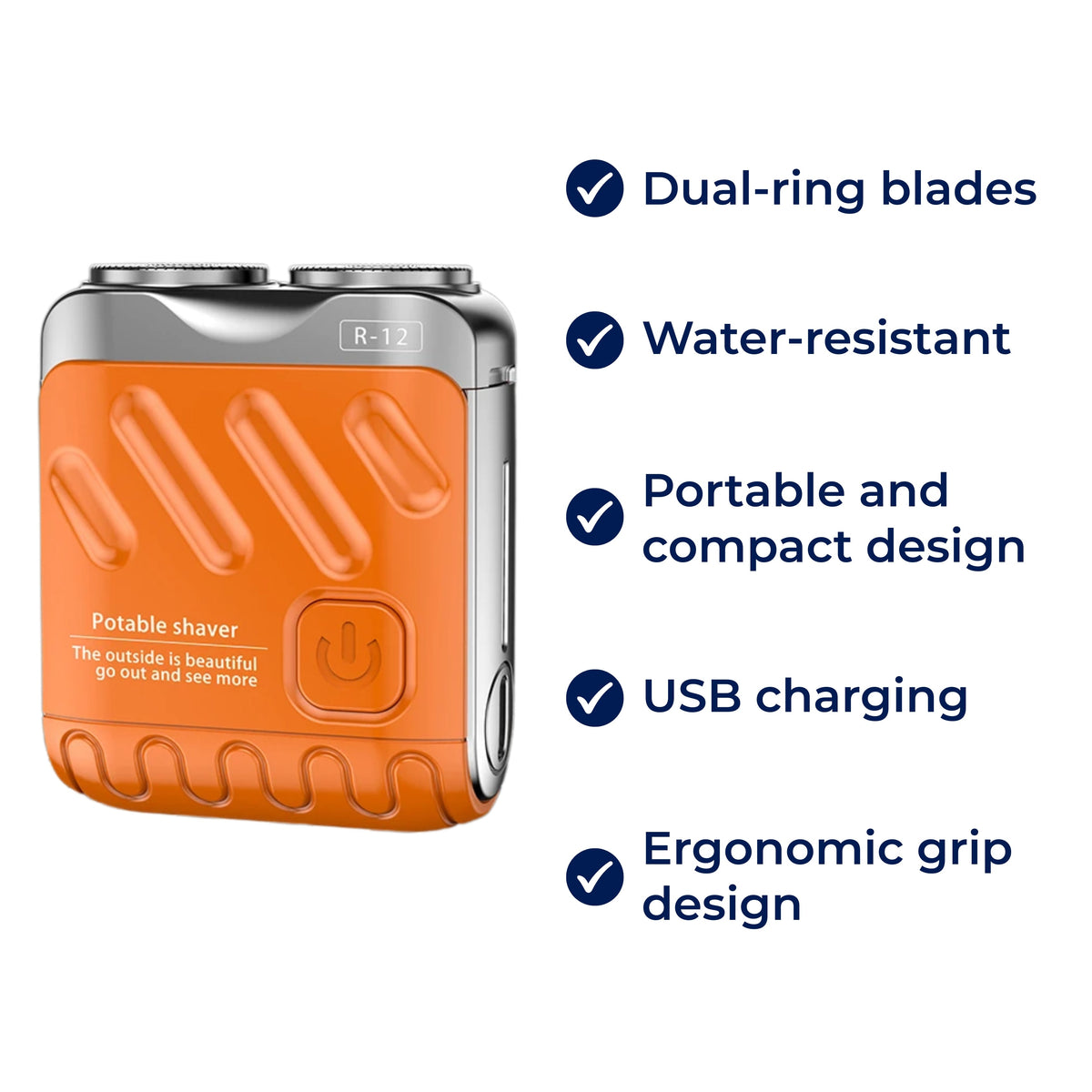 Men's Electric Shaver | Dual-Ring Rotary Blades | Waterproof Cordless Rechargeable Razor for Travel & Military Use