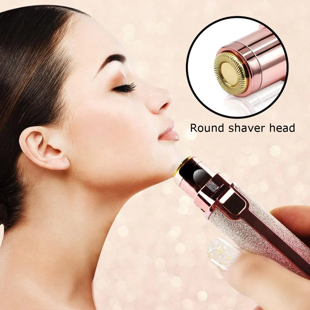 Men's Facial Hair Trimmer with LED Light | 2 Interchangeable Heads, USB Rechargeable | Painless Nose, Ear & Eyebrow Grooming
