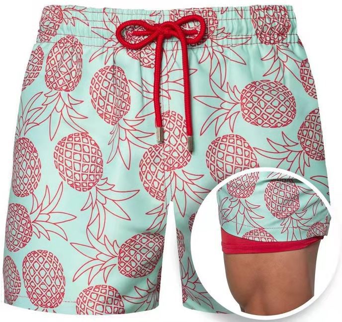 Men's Swim Shorts - Quick Dry Double Layer Design - Quick-Dry - Double Layer - Adjustable