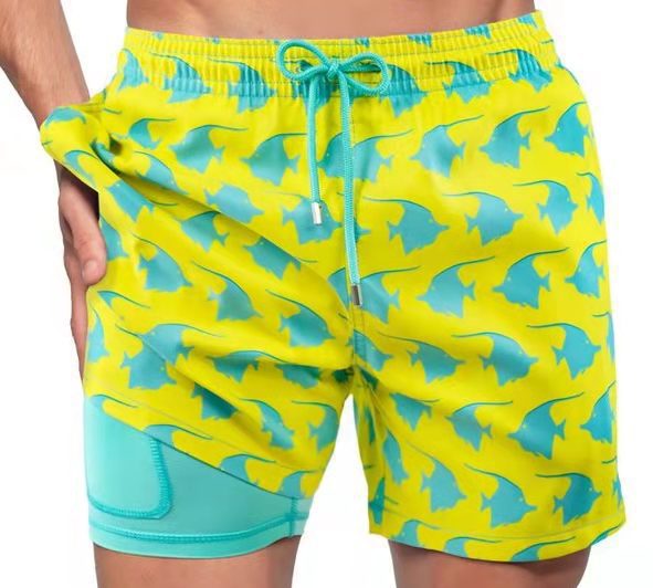 Men's Swim Shorts - Quick Dry Double Layer Design - Quick-Dry - Double Layer - Adjustable