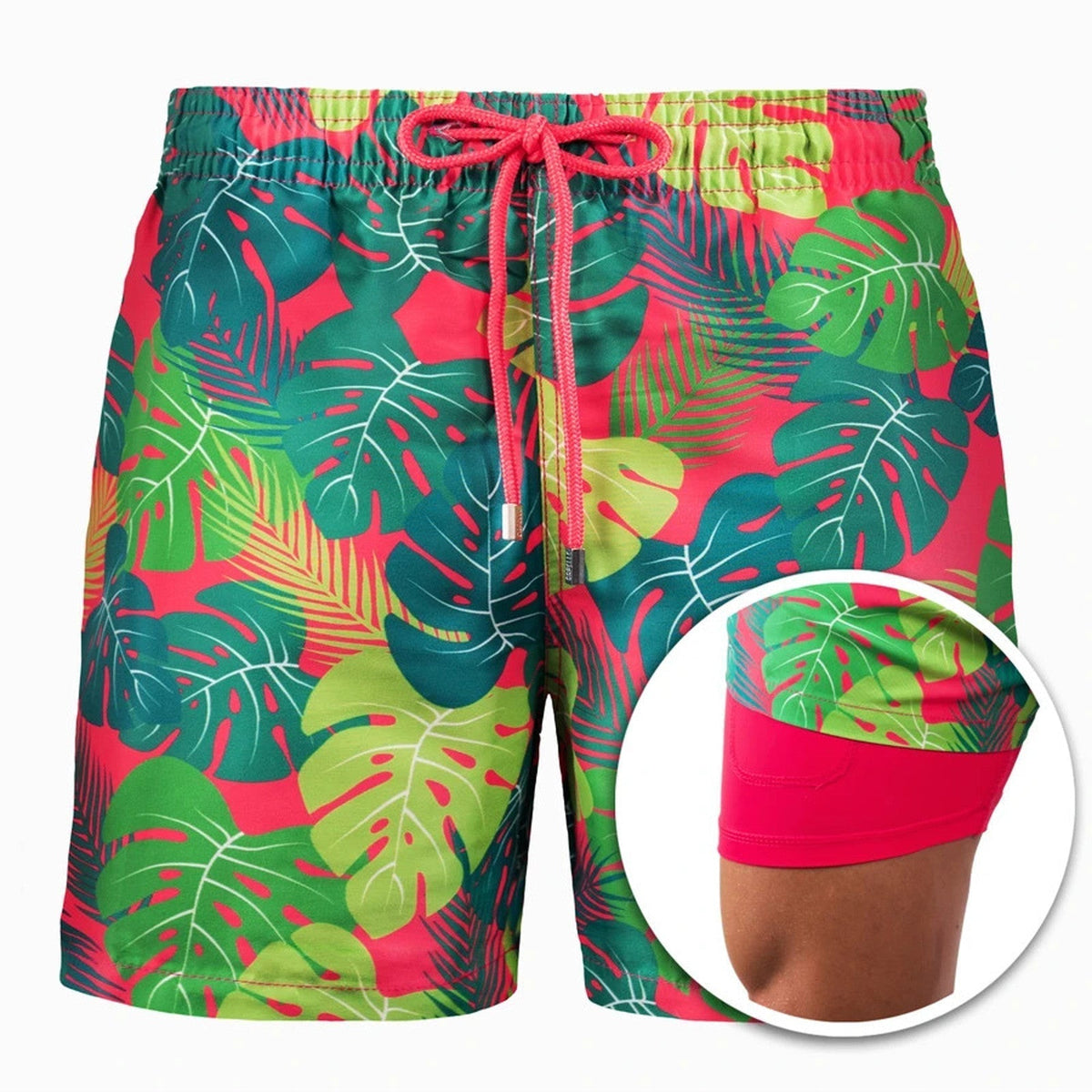Men's Swim Shorts - Quick Dry Double Layer Design - Quick-Dry - Double Layer - Adjustable