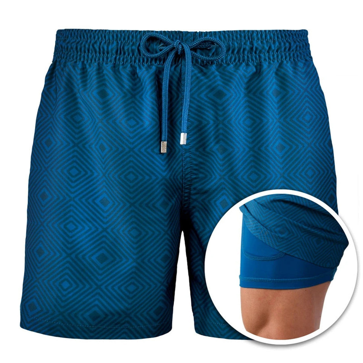 Men's Swim Shorts - Quick Dry Double Layer Design - Quick-Dry - Double Layer - Adjustable