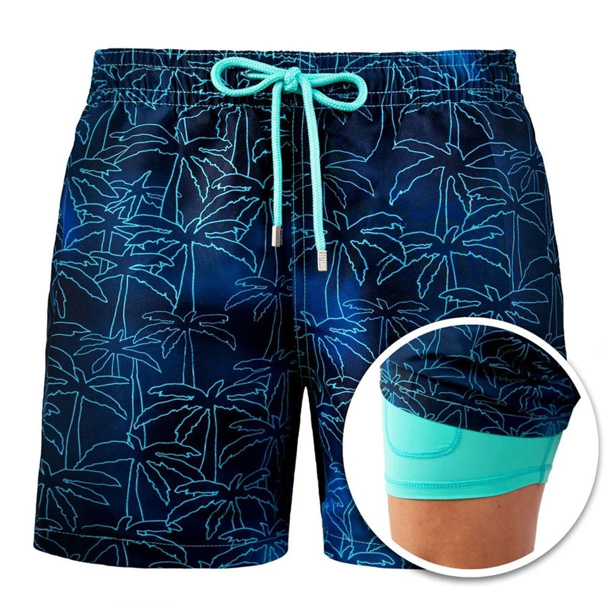 Men's Swim Shorts - Quick Dry Double Layer Design - Quick-Dry - Double Layer - Adjustable