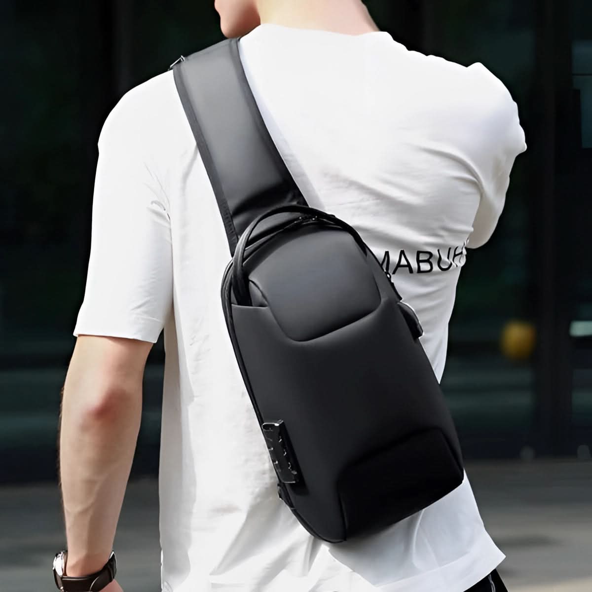 Men's Travel Tablet Backpack - Waterproof Fabric - Anti-Theft - USB Port
