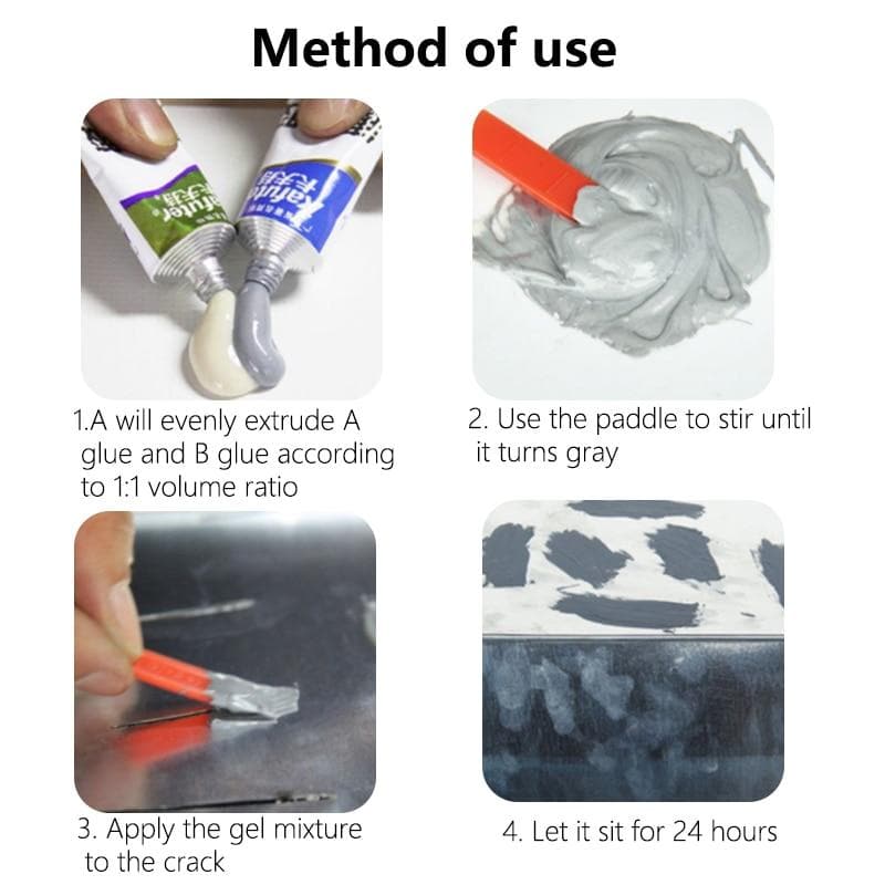 Metal Repairing Adhesive | Two-Part A and B Epoxy for Bonding and Filling