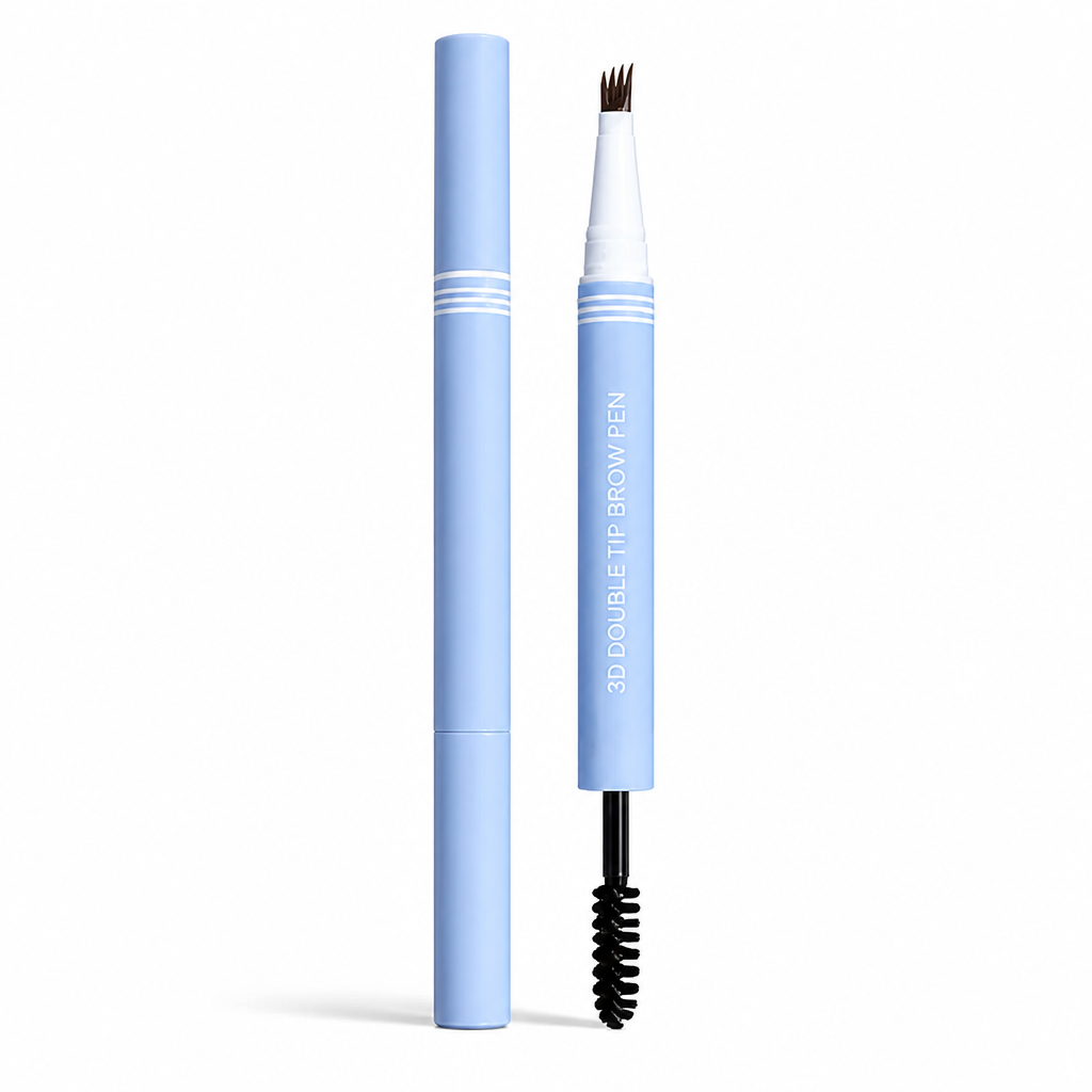Microblading Brow Pen | Four-Prong Tip for Multi-Stroke Definition | Dual-Ended with Spoolie, Waterproof All-Day Wear