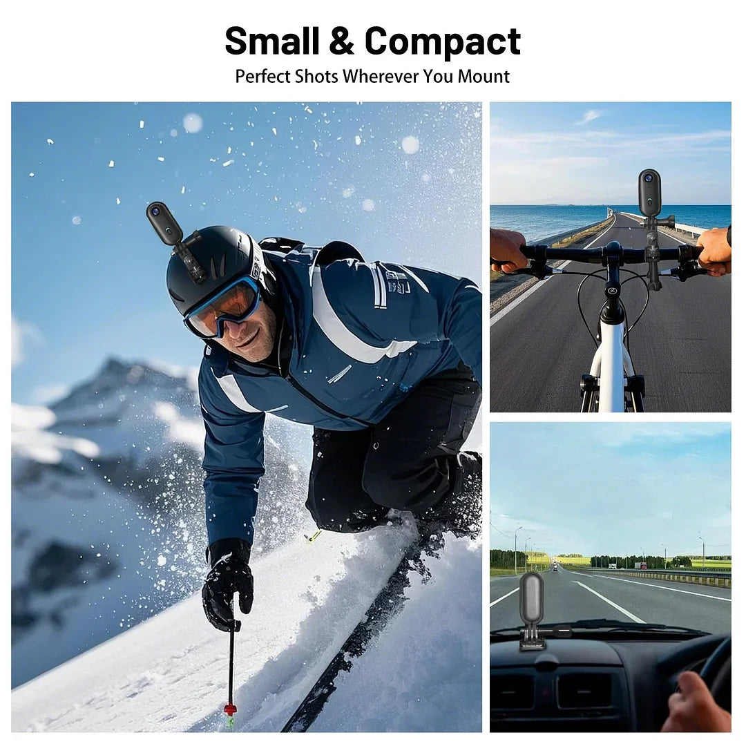 Mini 4K Action Camera | Magnetic Mount, Clip Kit