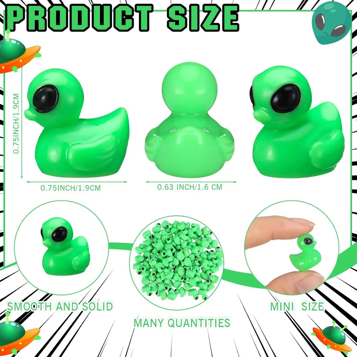 Mini Alien Duck Figurines Resin Set | 50-Piece Sci-Fi Style | Party Favours, Desk Decor, Halloween Displays & Craft Accents