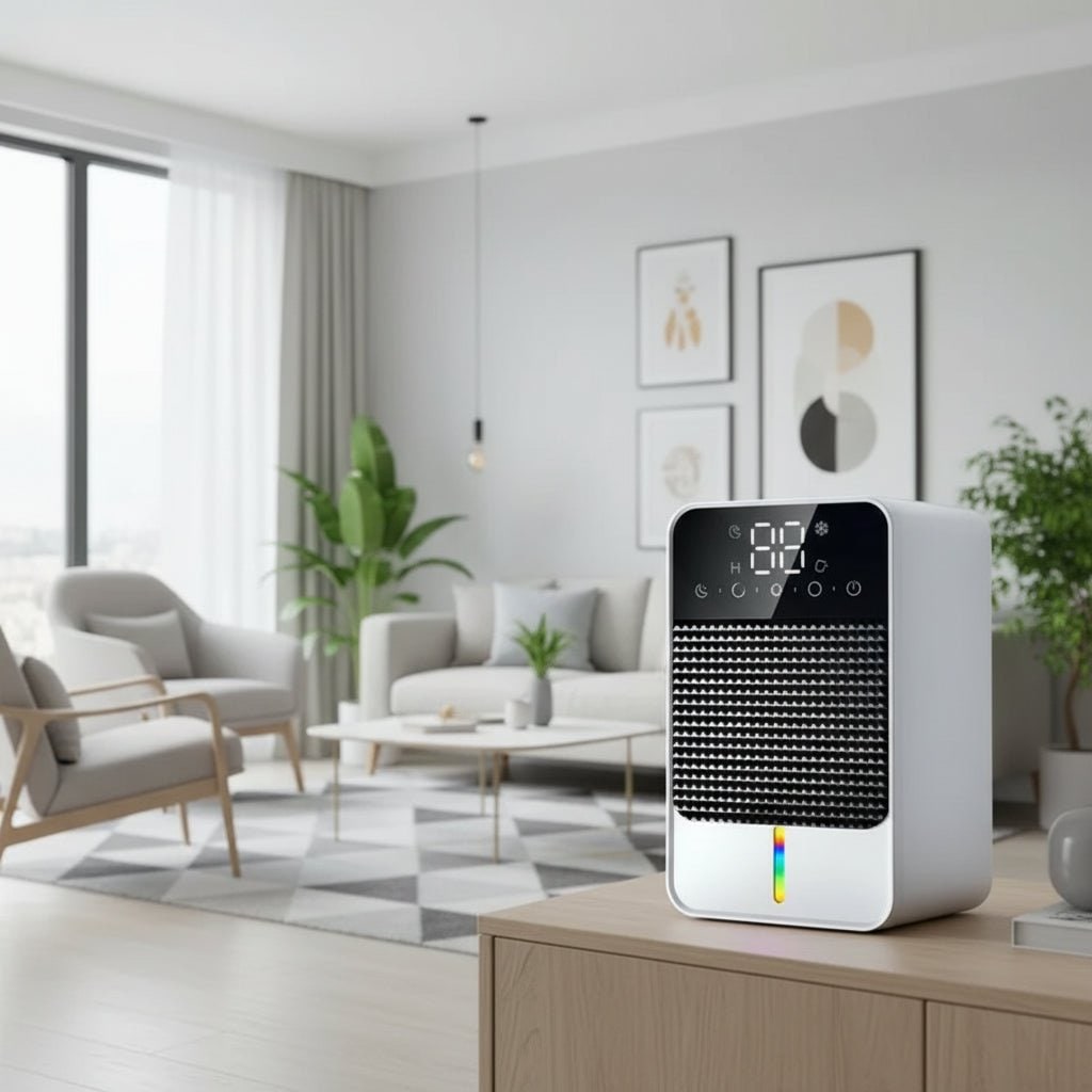 Mini Dehumidifier for Bedroom, Basement & Crawl Space | 1500ml Tank, LED Touch Panel | Drain Hose Compatible, 25W