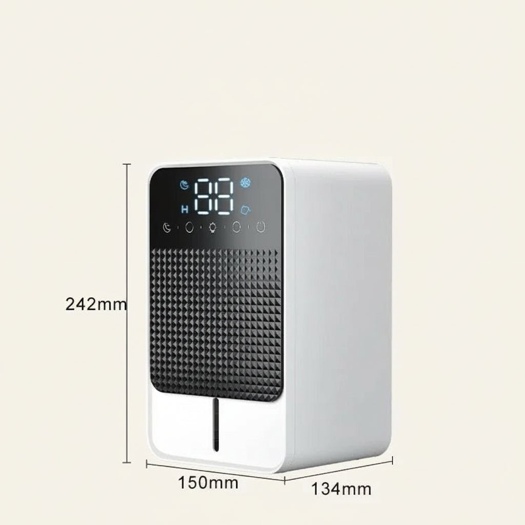 Mini Dehumidifier for Bedroom, Basement & Crawl Space | 1500ml Tank, LED Touch Panel | Drain Hose Compatible, 25W