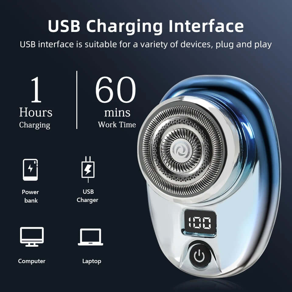 Mini Electric Shaver for Face and Body | Waterproof Stainless Steel Blades | Fast-Charge Battery, Travel-Ready