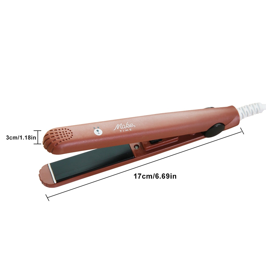 Mini Hair Straightener Ceramic Plates Compact Travel with Auto Shut-Off