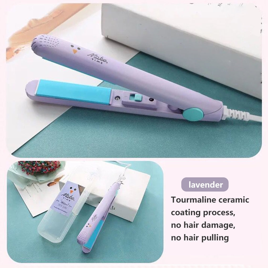 Mini Hair Straightener Ceramic Plates Compact Travel with Auto Shut-Off