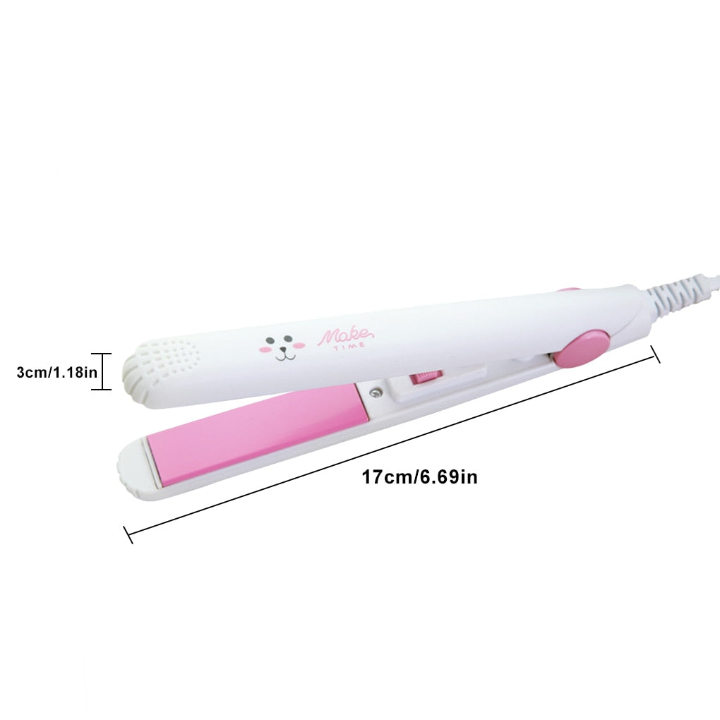 Mini Hair Straightener Ceramic Plates Compact Travel with Auto Shut-Off