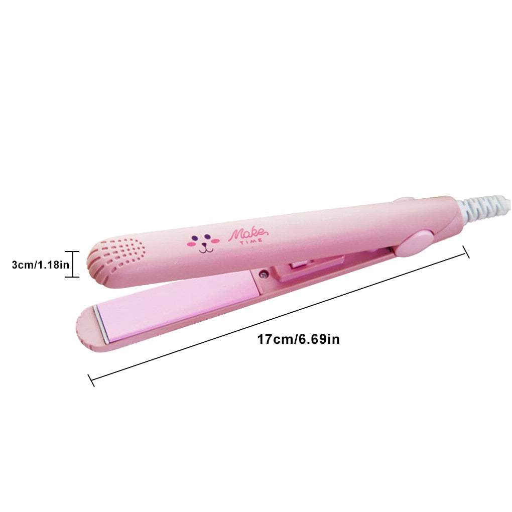 Mini Hair Straightener Ceramic Plates Compact Travel with Auto Shut-Off