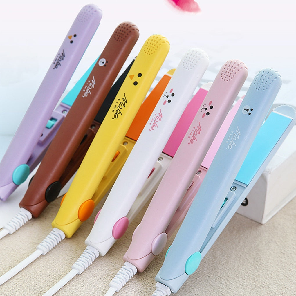 Mini Hair Straightener Ceramic Plates Compact Travel with Auto Shut-Off