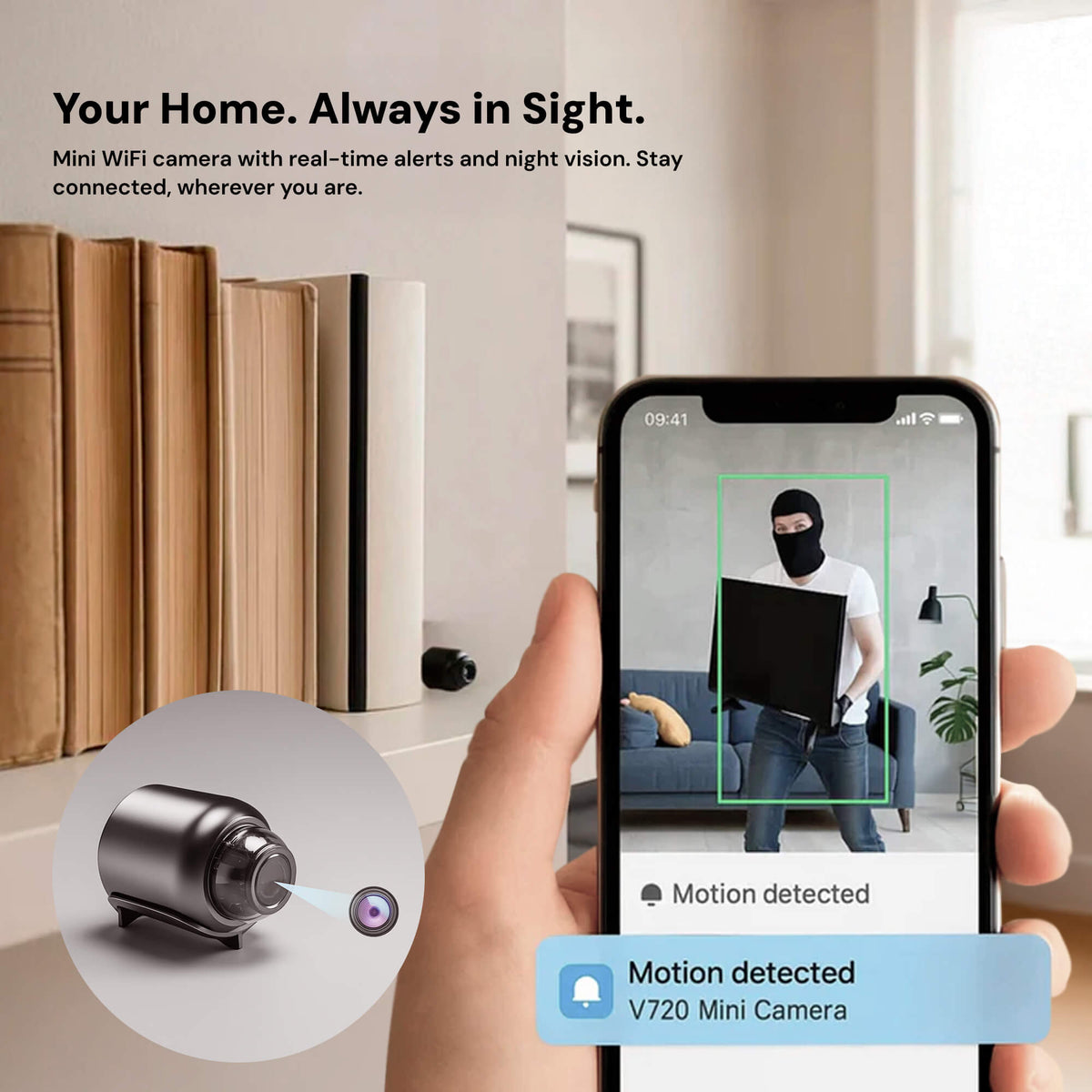 Mini Hidden Spy Camera Wireless | 1080p HD Video & Audio, IR Night Vision | Motion Alerts, Live App Streaming, MicroSD