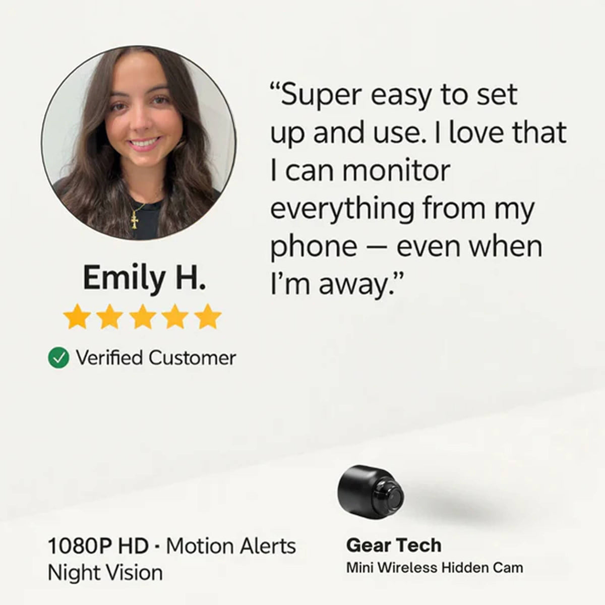 Mini Hidden Spy Camera Wireless | 1080p HD Video & Audio, IR Night Vision | Motion Alerts, Live App Streaming, MicroSD