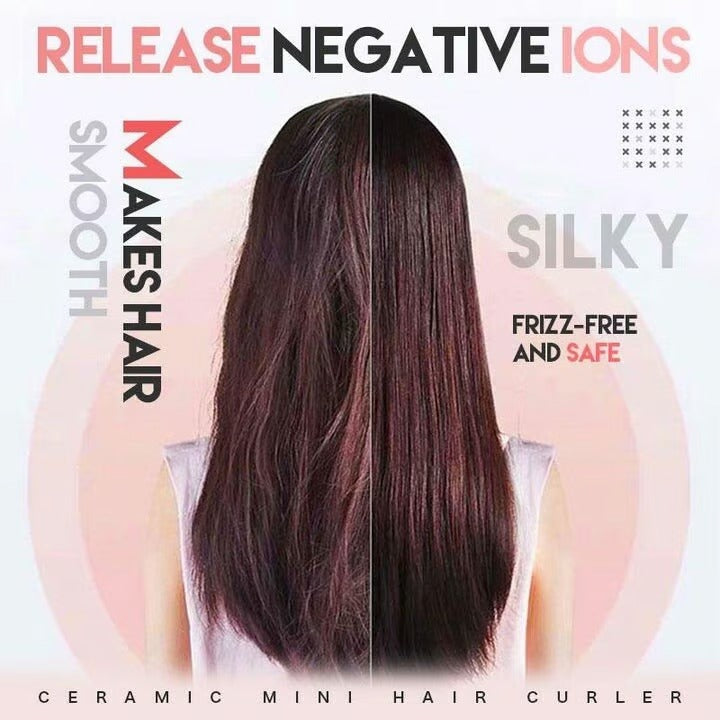 Mini USB Hair Styler | Dual-Action Curling & Straightening Ceramic Plates | Portable Heat Styling for Curls and Straight Looks