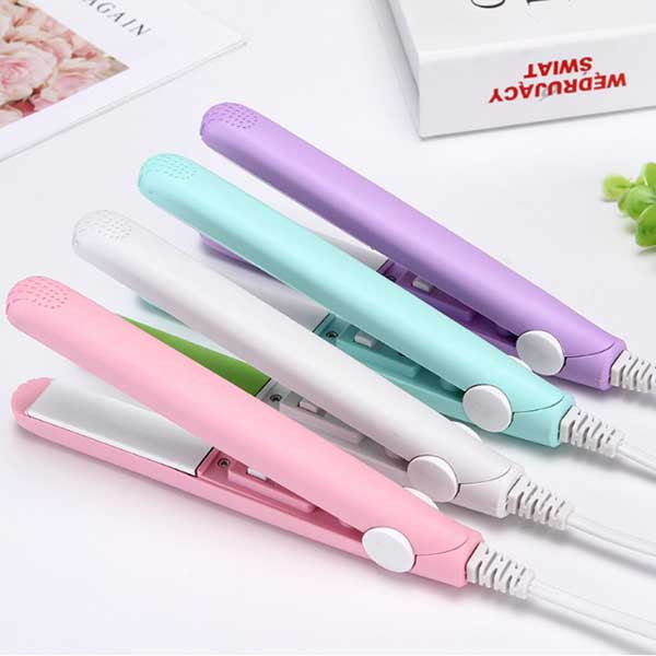 Mini USB Hair Styler | Dual-Action Curling & Straightening Ceramic Plates | Portable Heat Styling for Curls and Straight Looks