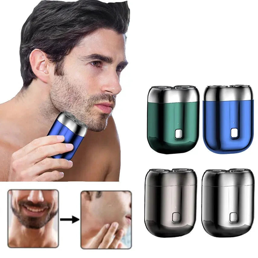 Mini USB Travel Shaver | Pocket-Size Dual Head Rotary Electric Razor
