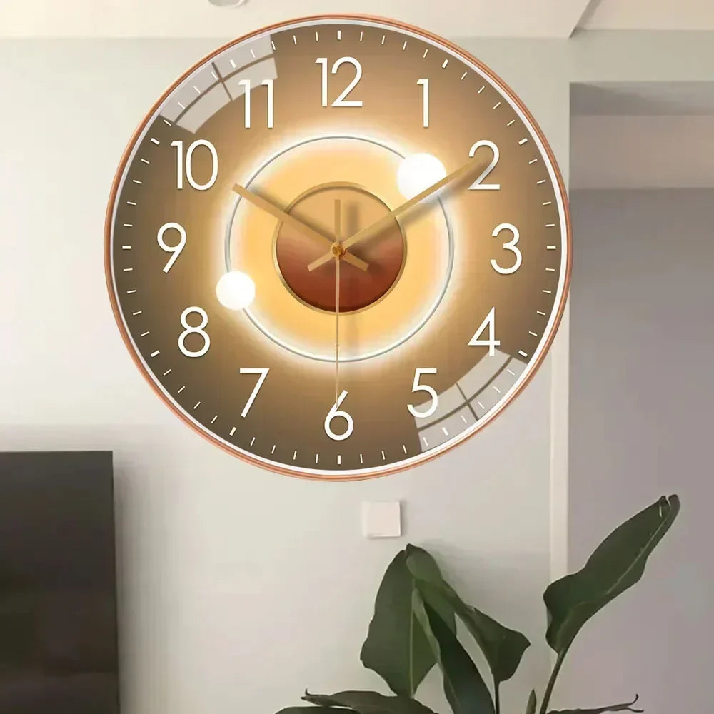 Modern Wall Clock | Raised Numerals, Glowing Centre Disc