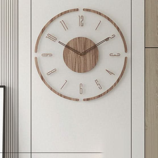 Modern Wall Clock - Real Wood - Silent Movement - Battery-Operated