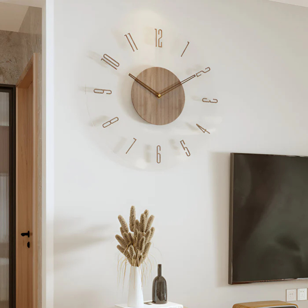 Modern Wall Clock | Wood & Acrylic Scandinavian Silent Clock