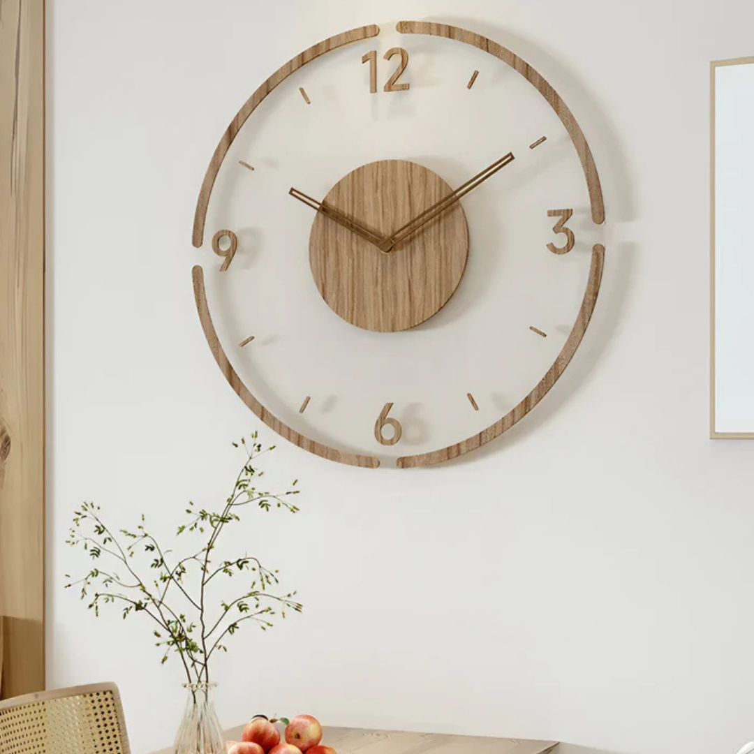 Modern Wall Clock | Wood & Acrylic Scandinavian Silent Clock