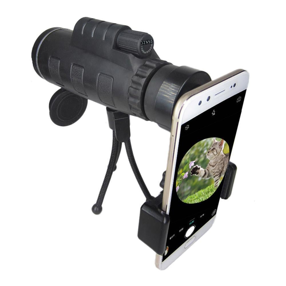 Monocular Telescope 12X50 Waterproof BAK4 with Smartphone Adapter