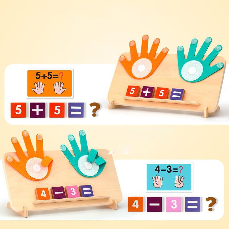Montessori Toy Wooden Felt Board Finger Counting with Number Recognition