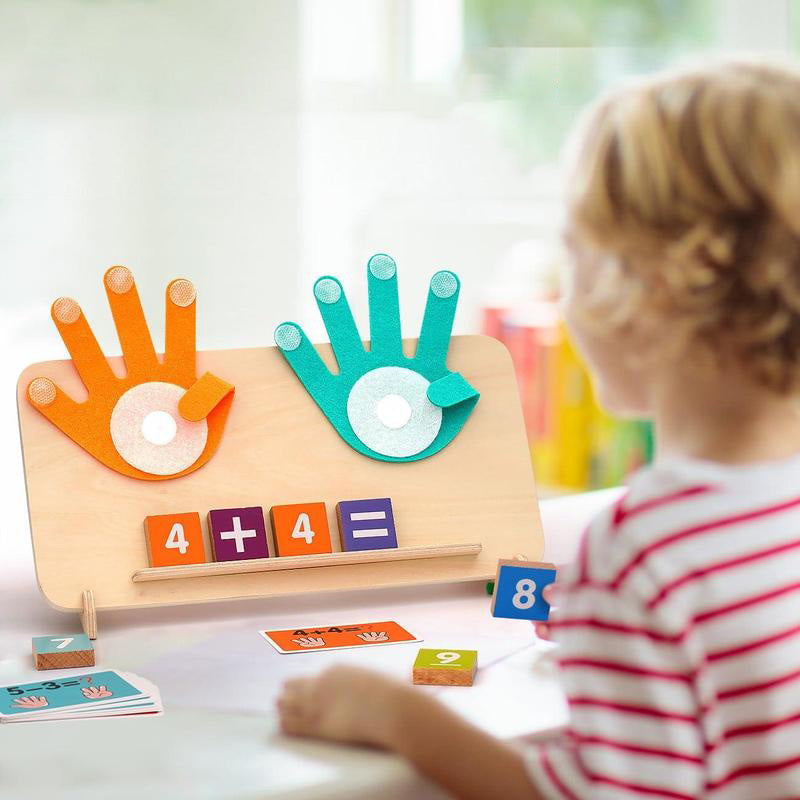 Montessori Toy Wooden Felt Board Finger Counting with Number Recognition