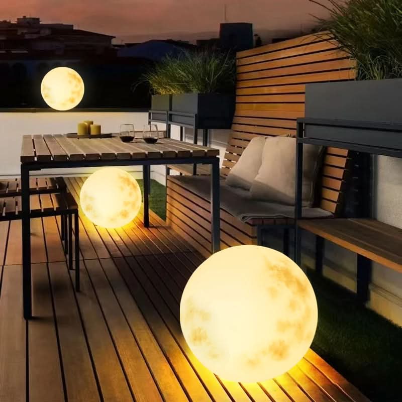 Moon-Shaped Garden Lamp with USB Rechargeable LED - Weather-Resistant Outdoor Light
