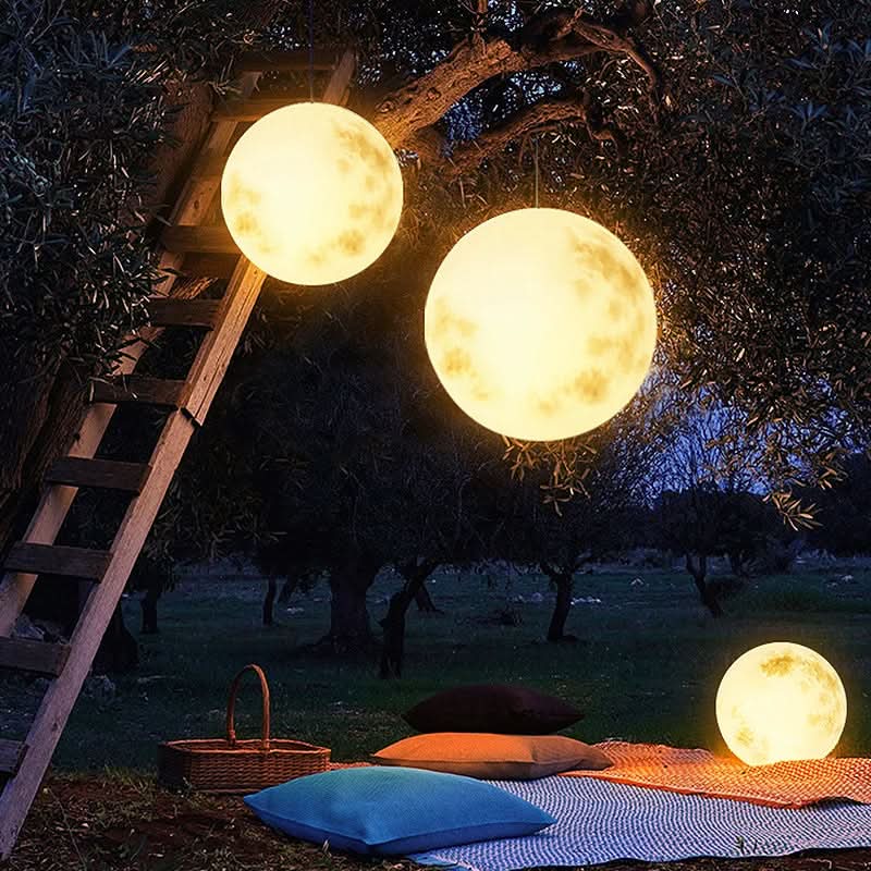 Moon-Shaped Garden Lamp with USB Rechargeable LED - Weather-Resistant Outdoor Light